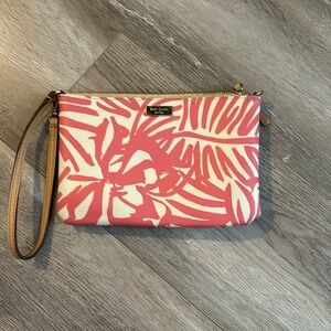 Kate Spade Pink and White Tropical Wristlet